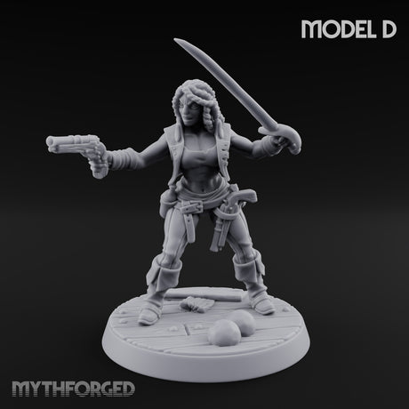 Blade High, Pistol Ready Human Pirate Miniature for Dungeons and Dragons, Pathfinder or other TTRPGs