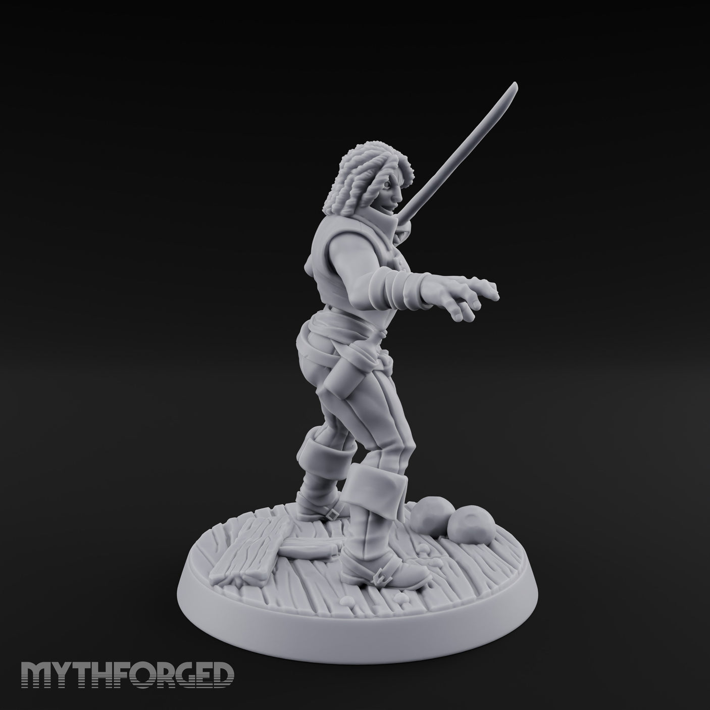 Blade High, Pistol Ready Human Pirate Miniature for Dungeons and Dragons, Pathfinder or other TTRPGs