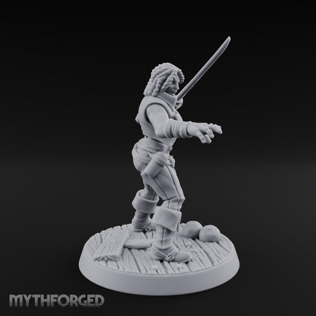 Blade High, Pistol Ready Human Pirate Miniature for Dungeons and Dragons, Pathfinder or other TTRPGs