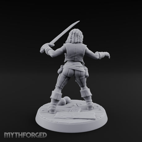 Blade High, Pistol Ready Human Pirate Miniature for Dungeons and Dragons, Pathfinder or other TTRPGs