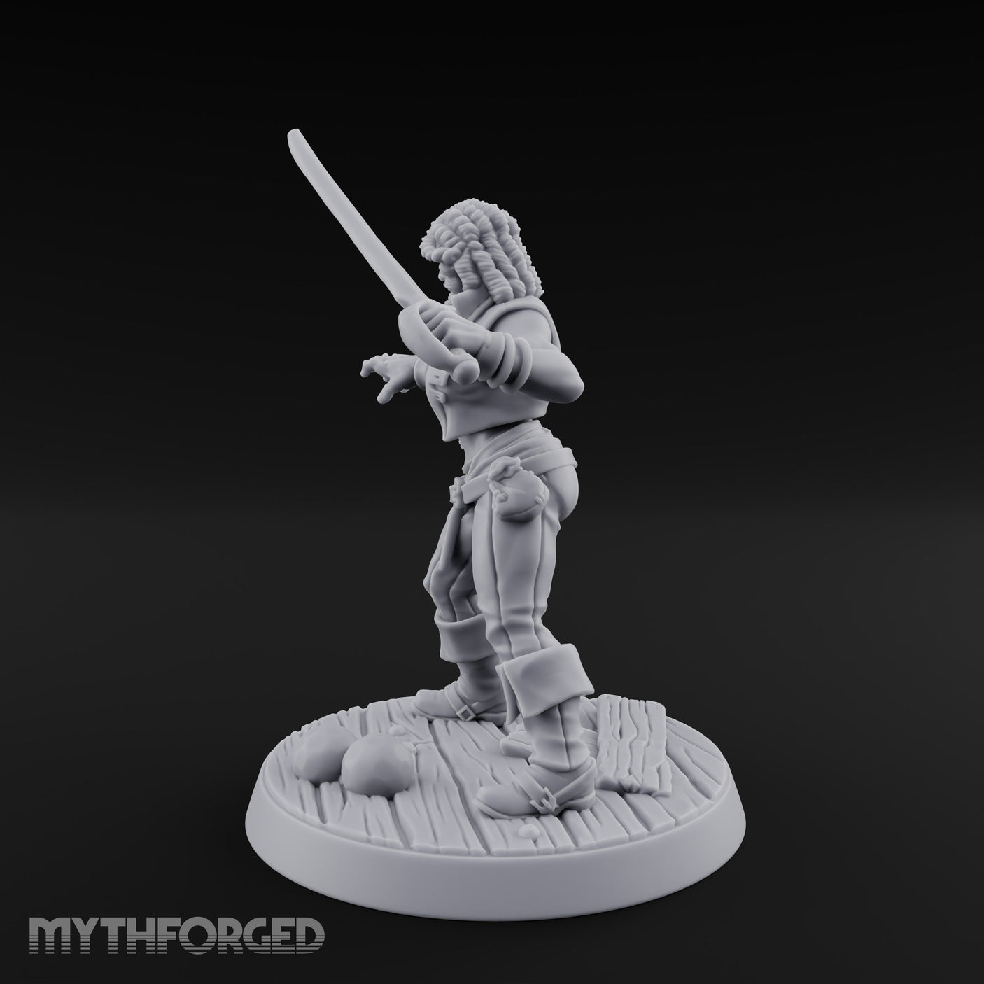 Blade High, Pistol Ready Human Pirate Miniature for Dungeons and Dragons, Pathfinder or other TTRPGs