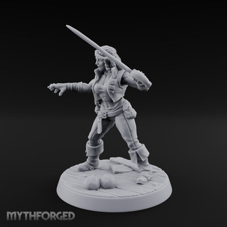 Blade High, Pistol Ready Human Pirate Miniature for Dungeons and Dragons, Pathfinder or other TTRPGs