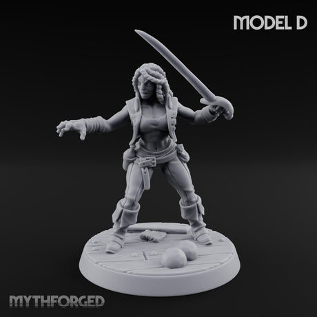 Blade High, Pistol Ready Human Pirate Miniature for Dungeons and Dragons, Pathfinder or other TTRPGs
