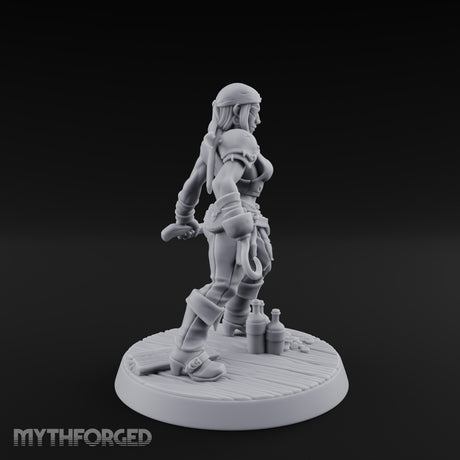 Standing Her Ground Human Pirate Miniature for Dungeons and Dragons, Pathfinder or other TTRPGs