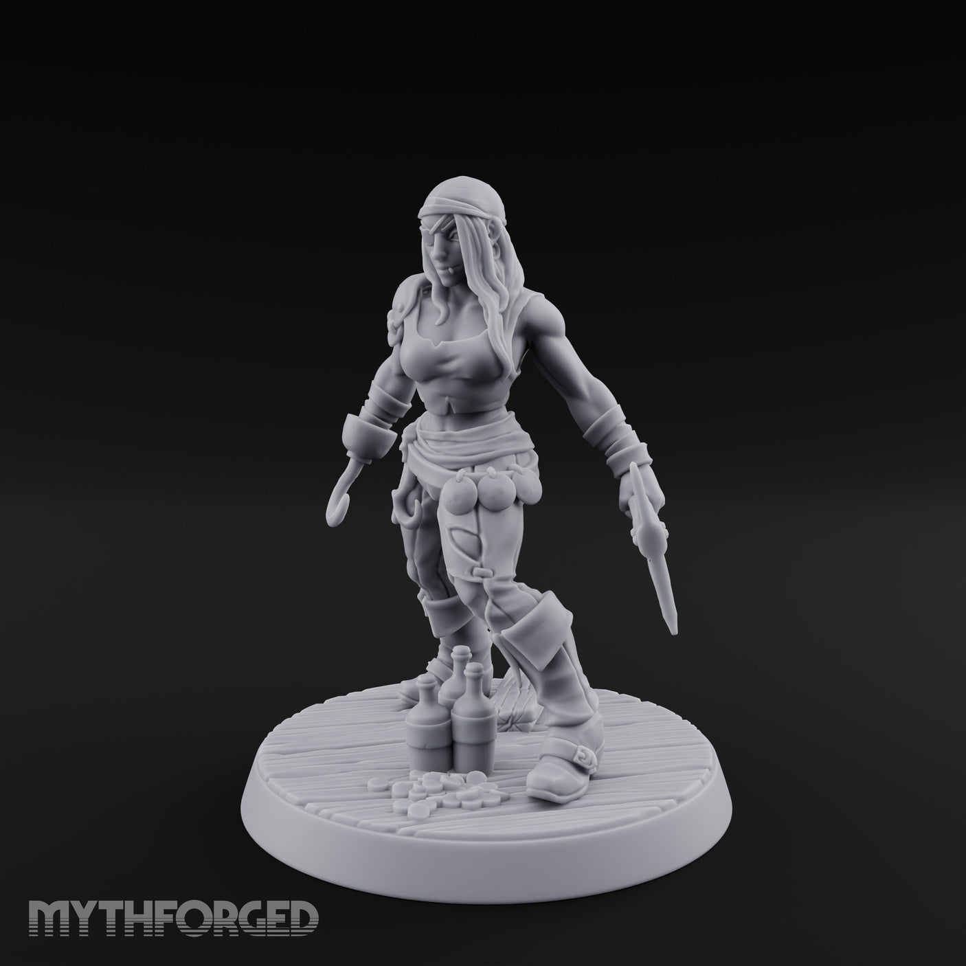 Standing Her Ground Human Pirate Miniature for Dungeons and Dragons, Pathfinder or other TTRPGs