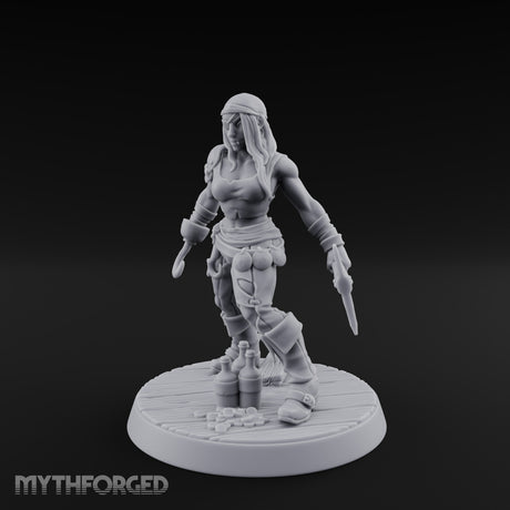 Standing Her Ground Human Pirate Miniature for Dungeons and Dragons, Pathfinder or other TTRPGs
