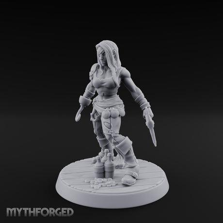 Standing Her Ground Human Pirate Miniature for Dungeons and Dragons, Pathfinder or other TTRPGs