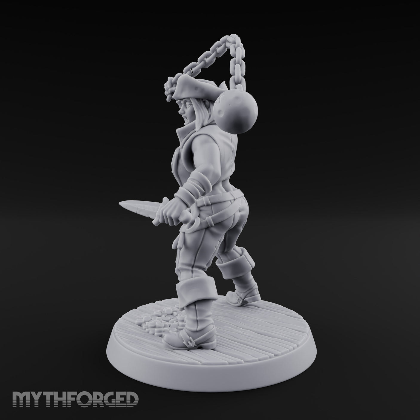 Wrecking Ball Human Pirate Miniature for Dungeons and Dragons, Pathfinder or other TTRPGs