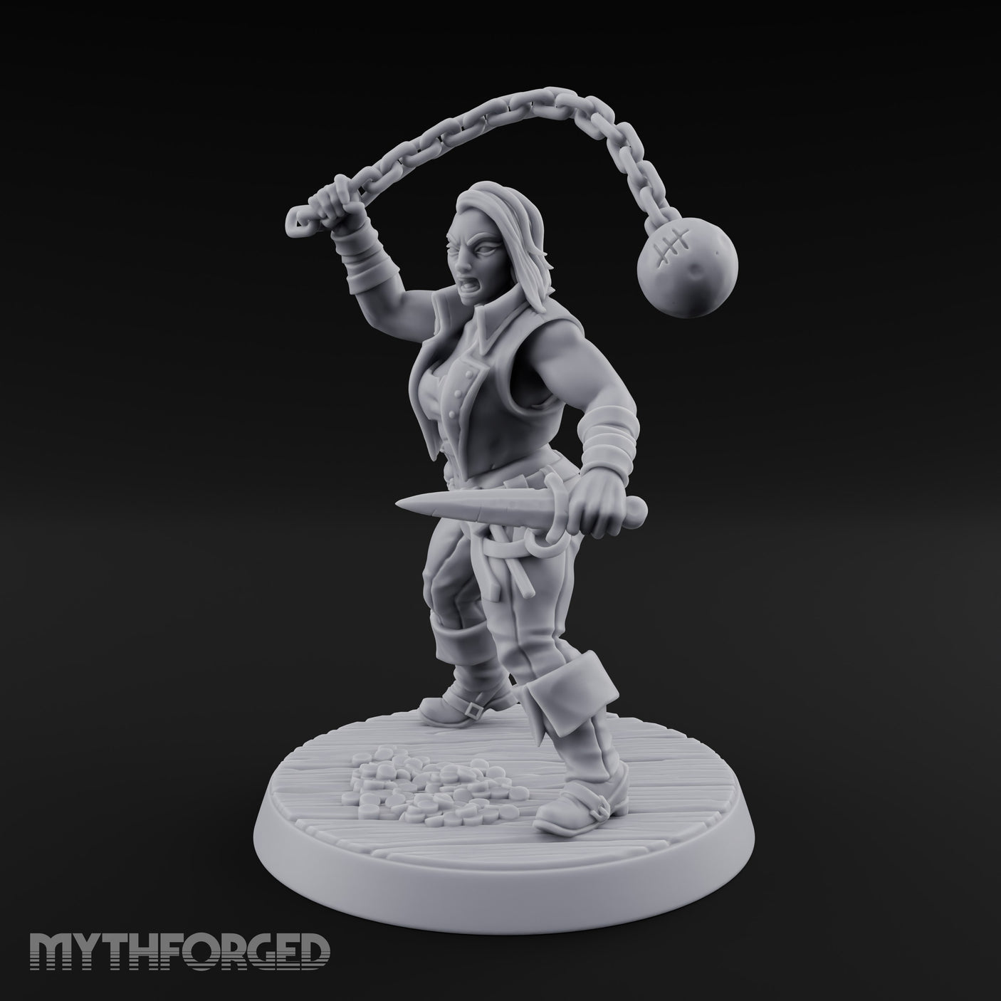 Wrecking Ball Human Pirate Miniature for Dungeons and Dragons, Pathfinder or other TTRPGs