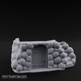 Cobblestone-Arched Stair-Flanked Underground Cellar Entrance Miniature for Dungeons and Dragons, Pathfinder or other TTRPGs