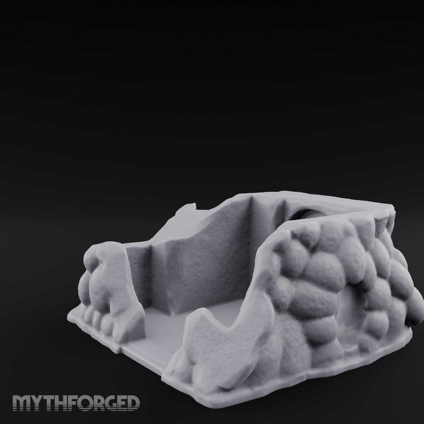 Cobblestone-Arched Stair-Flanked Underground Cellar Entrance Miniature for Dungeons and Dragons, Pathfinder or other TTRPGs