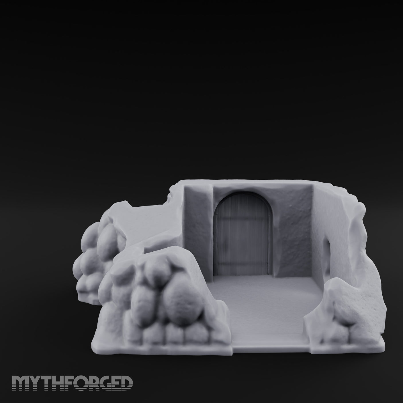 Cobblestone-Arched Stair-Flanked Underground Cellar Entrance Miniature for Dungeons and Dragons, Pathfinder or other TTRPGs