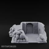 Cobblestone-Arched Stair-Flanked Underground Cellar Entrance Miniature for Dungeons and Dragons, Pathfinder or other TTRPGs