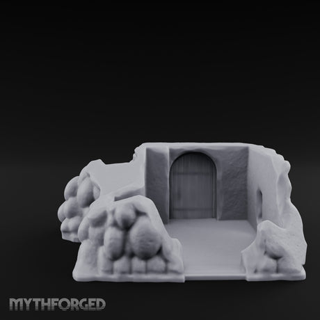 Cobblestone-Arched Stair-Flanked Underground Cellar Entrance Miniature for Dungeons and Dragons, Pathfinder or other TTRPGs