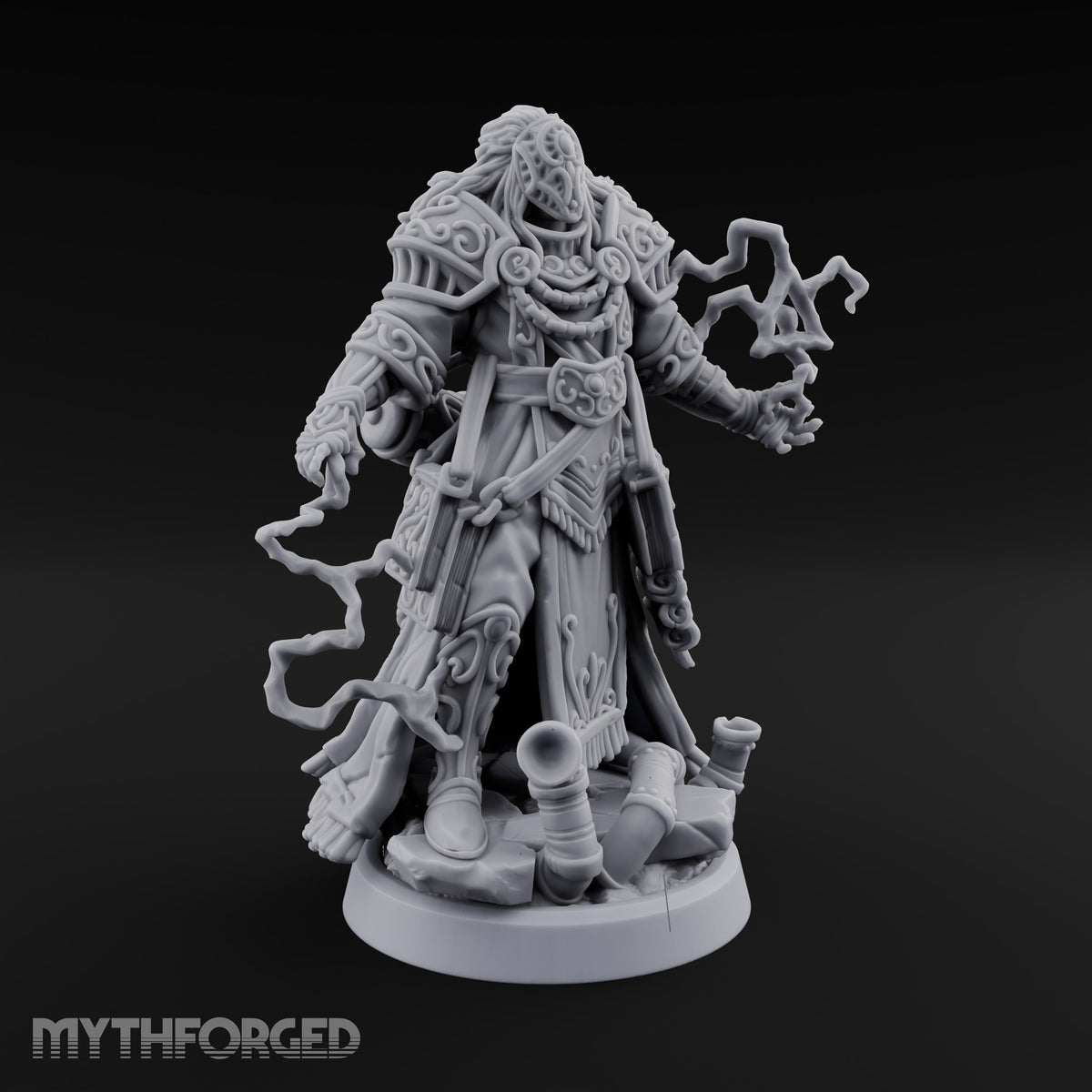 Overdue Lightning Strike Human Masked Lightning Mage with Scroll Satchels