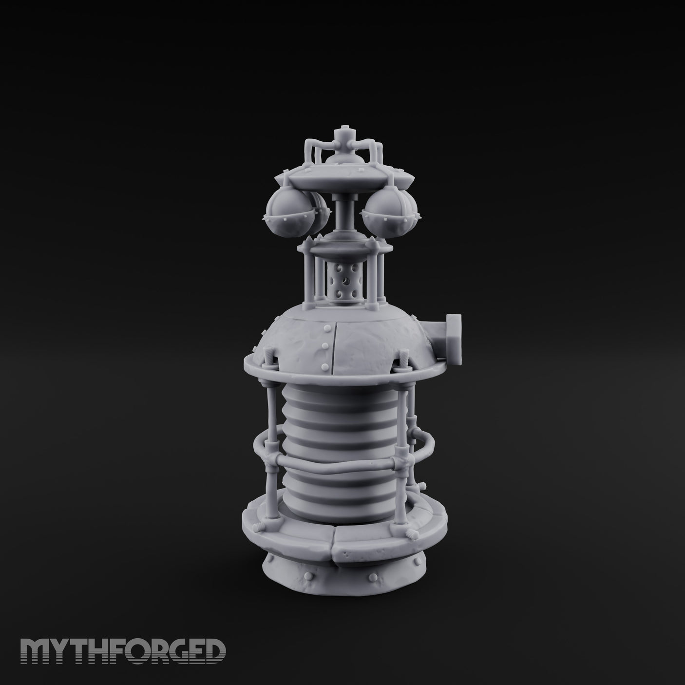Coil-Wrapped Orb-Crowned Arcane Generator Miniature for Dungeons and Dragons, Pathfinder or other TTRPGs