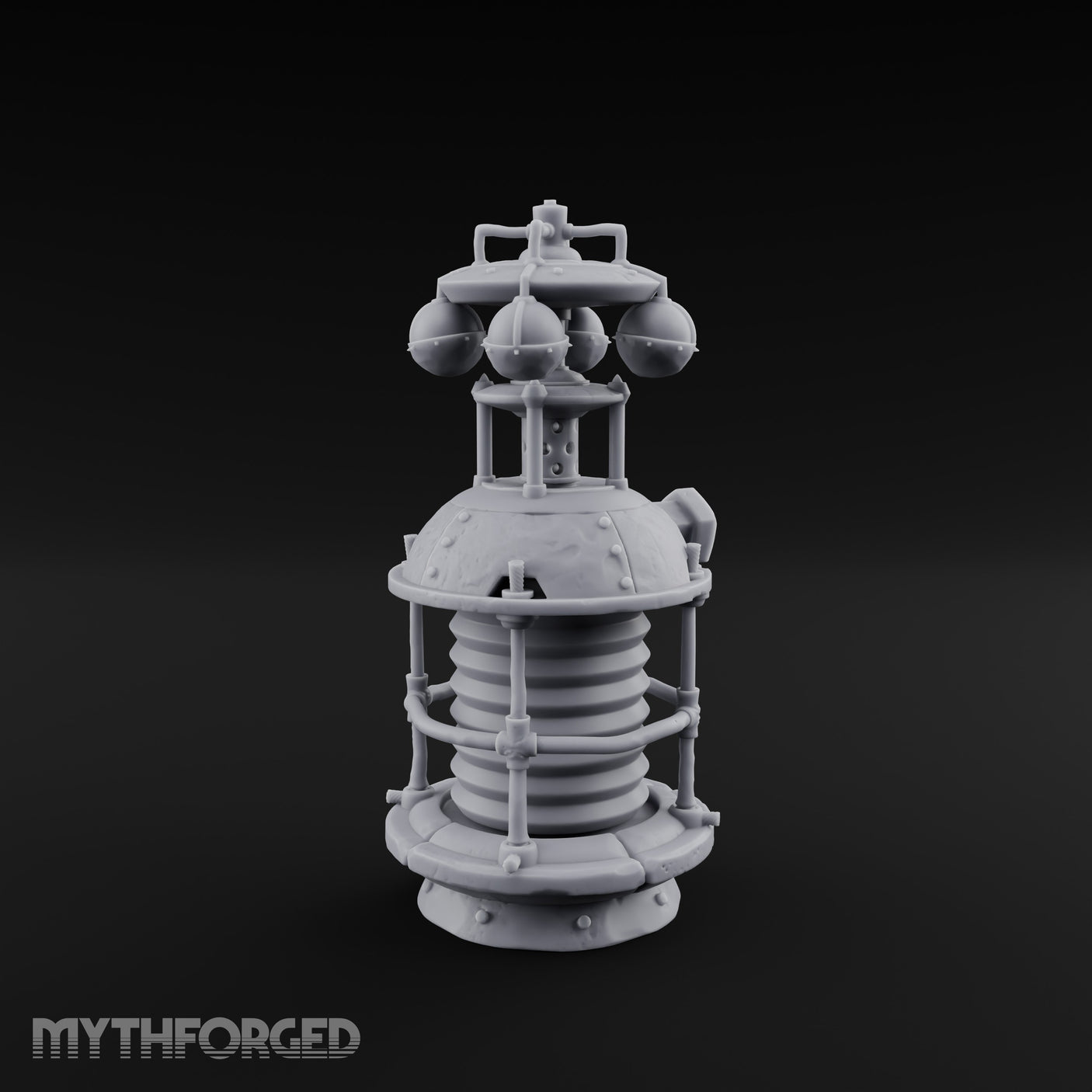 Coil-Wrapped Orb-Crowned Arcane Generator Miniature for Dungeons and Dragons, Pathfinder or other TTRPGs