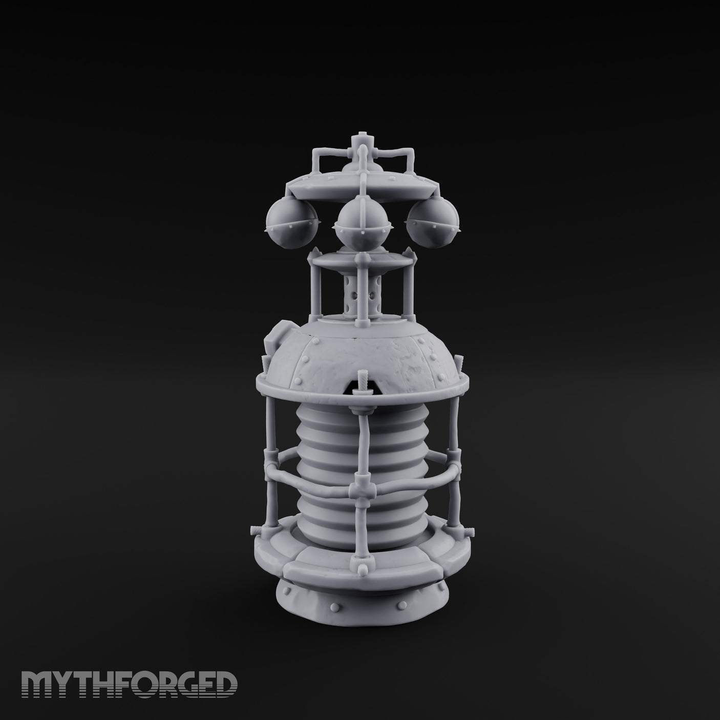 Coil-Wrapped Orb-Crowned Arcane Generator Miniature for Dungeons and Dragons, Pathfinder or other TTRPGs
