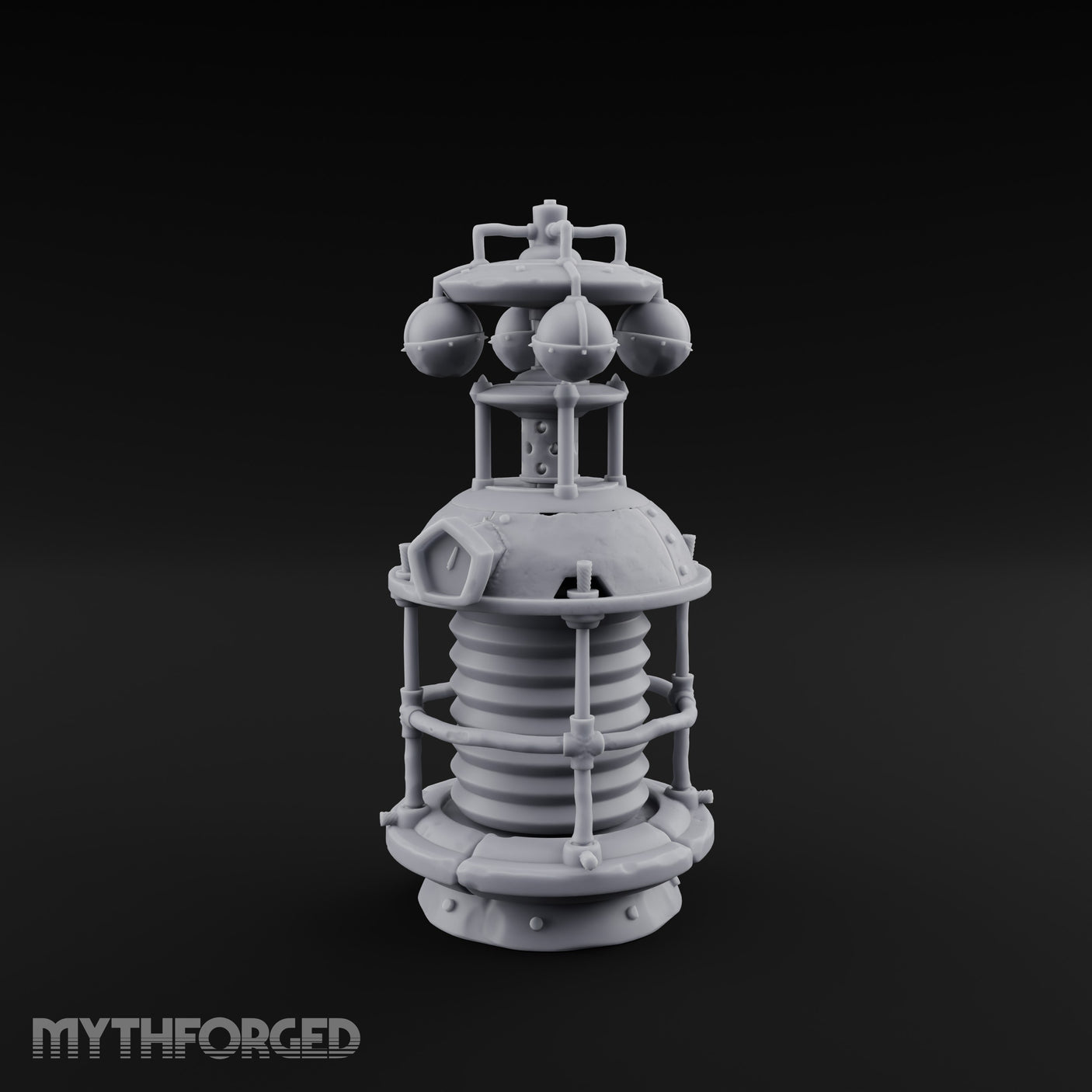 Coil-Wrapped Orb-Crowned Arcane Generator Miniature for Dungeons and Dragons, Pathfinder or other TTRPGs