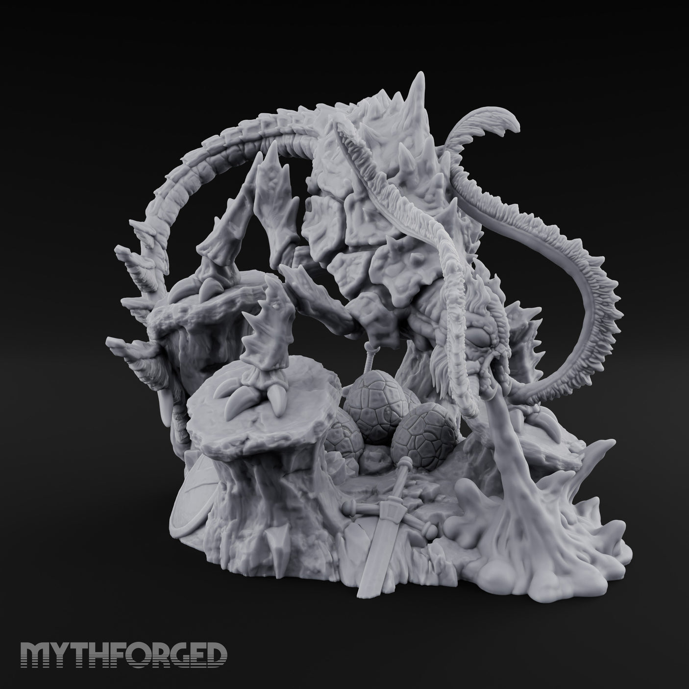 Coiling And Consuming Rust Monster Matriarch Miniature for Dungeons and Dragons, Pathfinder or other TTRPGs