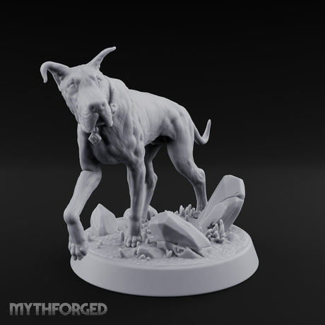 Collar Jangling Spooked Hound Miniature for Dungeons and Dragons, Pathfinder or other TTRPGs