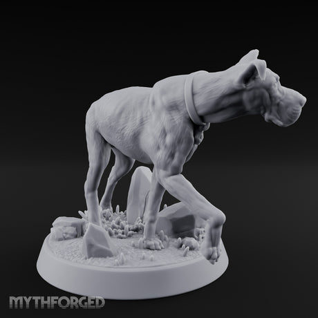 Collar Jangling Spooked Hound Miniature for Dungeons and Dragons, Pathfinder or other TTRPGs