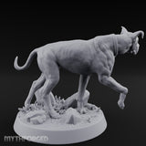 Collar Jangling Spooked Hound Miniature for Dungeons and Dragons, Pathfinder or other TTRPGs