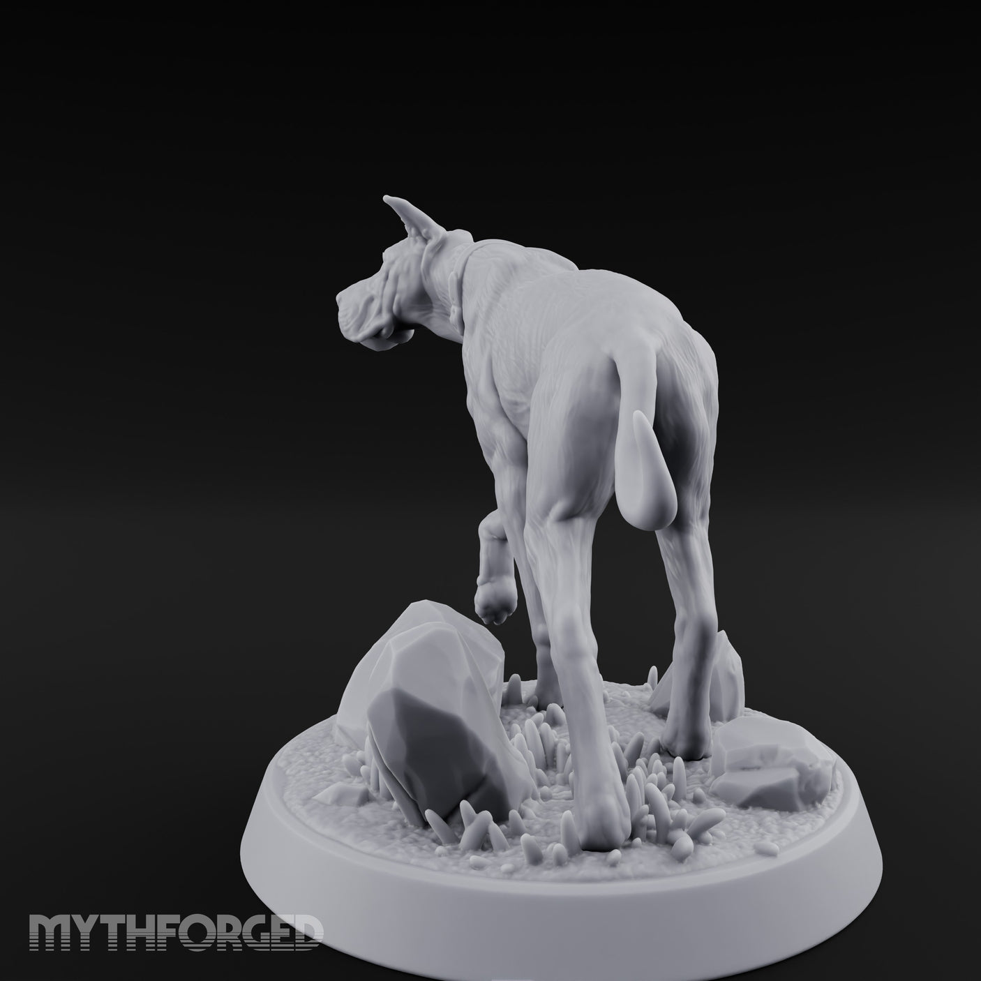 Collar Jangling Spooked Hound Miniature for Dungeons and Dragons, Pathfinder or other TTRPGs