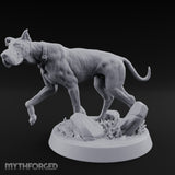 Collar Jangling Spooked Hound Miniature for Dungeons and Dragons, Pathfinder or other TTRPGs