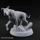 Collar Jangling Spooked Hound Miniature for Dungeons and Dragons, Pathfinder or other TTRPGs
