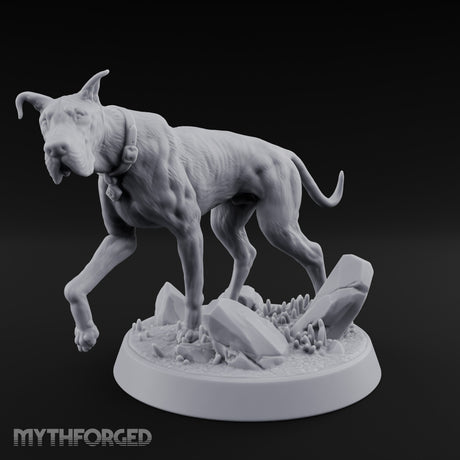 Collar Jangling Spooked Hound Miniature for Dungeons and Dragons, Pathfinder or other TTRPGs