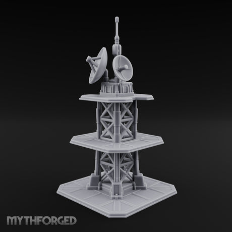 The Signal Climbs Higher Sci-Fi Communications Tower with Satellite Dishes