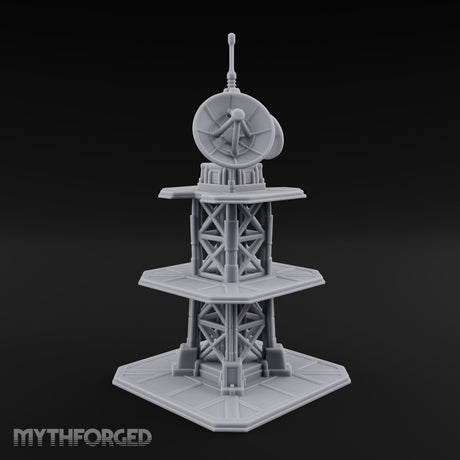 The Signal Climbs Higher Sci-Fi Communications Tower with Satellite Dishes