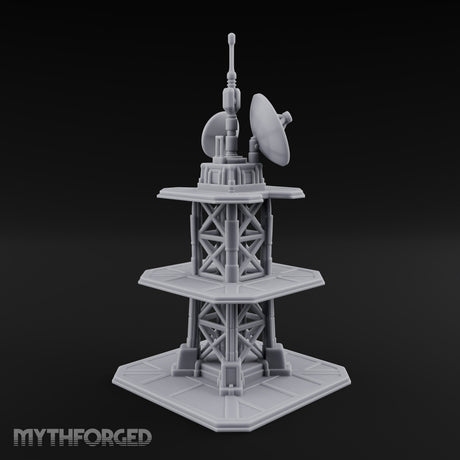 The Signal Climbs Higher Sci-Fi Communications Tower with Satellite Dishes