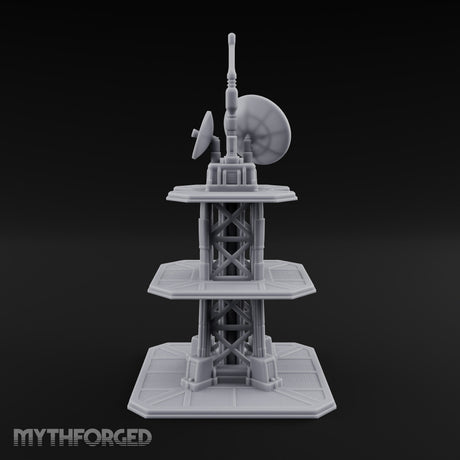 The Signal Climbs Higher Sci-Fi Communications Tower with Satellite Dishes