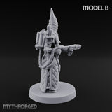 Cone Hatted Robed Human Pilgrim B Miniature for Dungeons and Dragons, Pathfinder or other TTRPGs