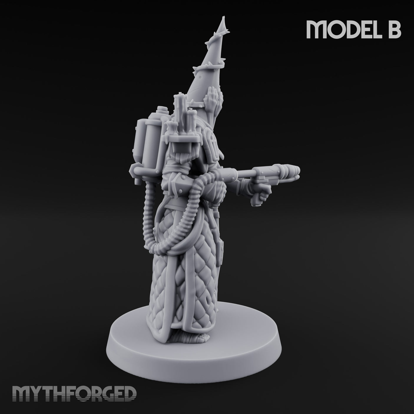 Cone Hatted Robed Human Pilgrim B Miniature for Dungeons and Dragons, Pathfinder or other TTRPGs