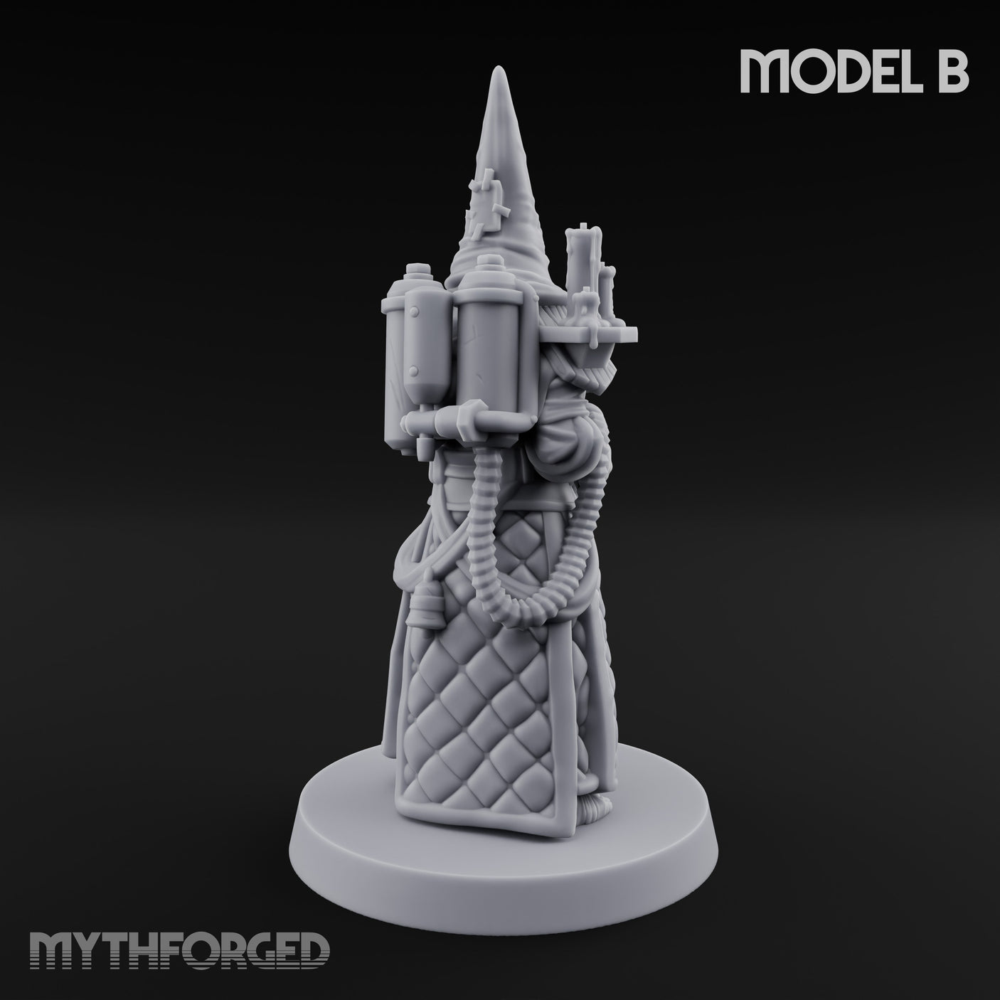 Cone Hatted Robed Human Pilgrim B Miniature for Dungeons and Dragons, Pathfinder or other TTRPGs