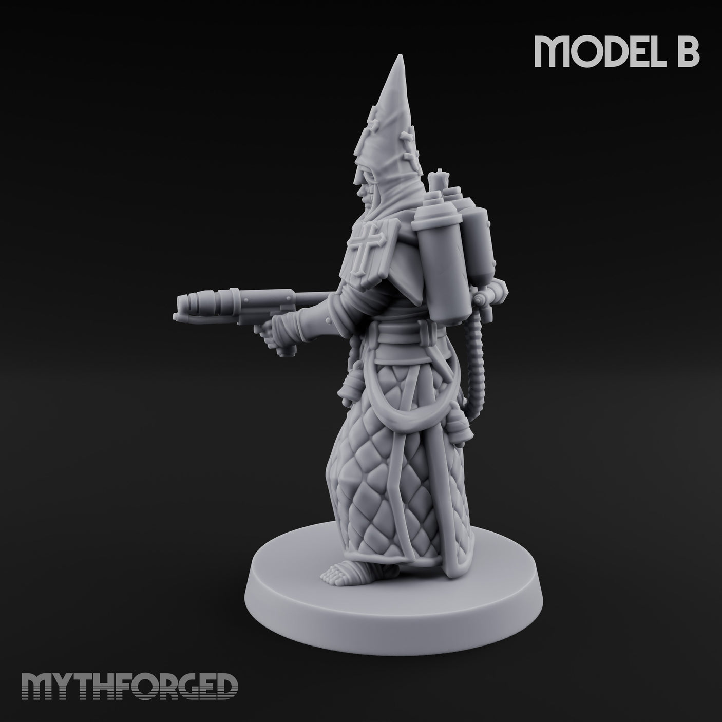 Cone Hatted Robed Human Pilgrim B Miniature for Dungeons and Dragons, Pathfinder or other TTRPGs