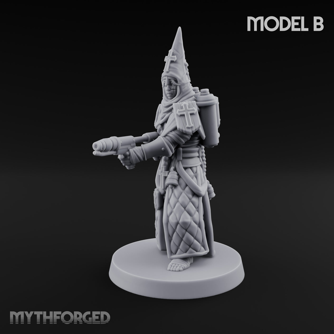Cone Hatted Robed Human Pilgrim B Miniature for Dungeons and Dragons, Pathfinder or other TTRPGs