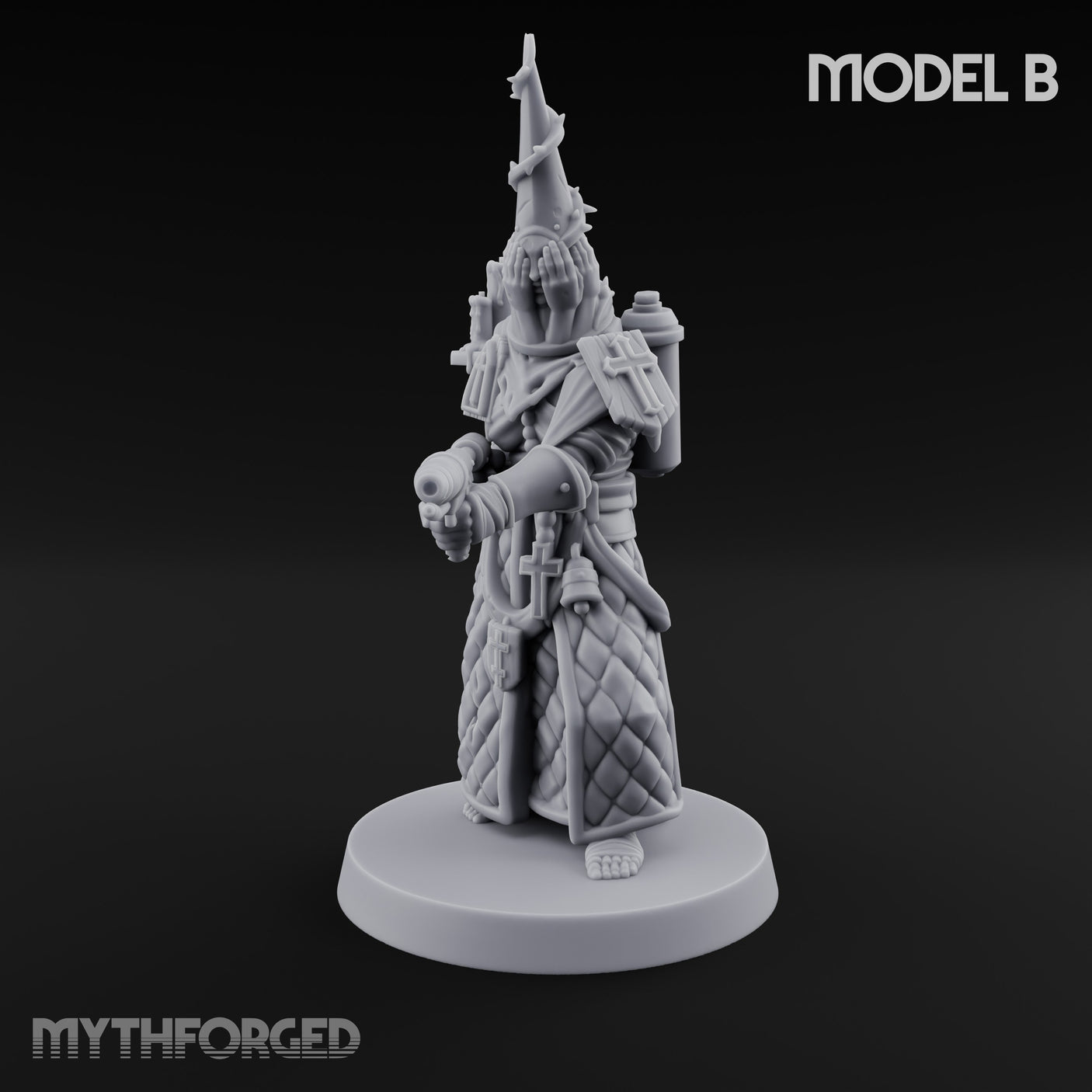 Cone Hatted Robed Human Pilgrim B Miniature for Dungeons and Dragons, Pathfinder or other TTRPGs