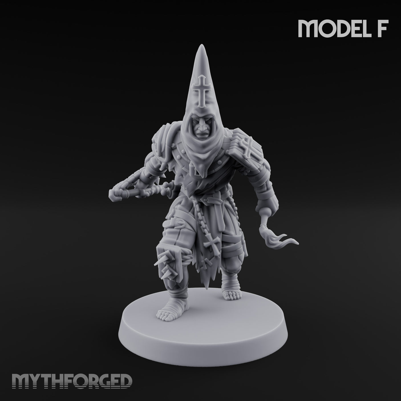 Cone Hatted Robed Human Pilgrim F Miniature for Dungeons and Dragons, Pathfinder or other TTRPGs