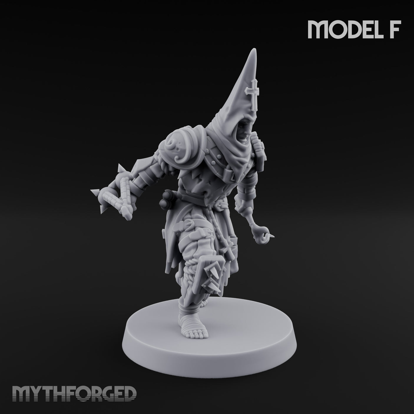 Cone Hatted Robed Human Pilgrim F Miniature for Dungeons and Dragons, Pathfinder or other TTRPGs