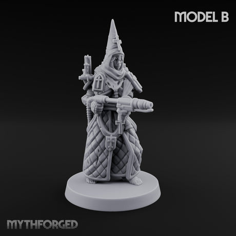 Cone Hatted Robed Human Pilgrims Miniature for Dungeons and Dragons, Pathfinder or other TTRPGs