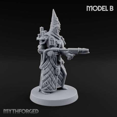 Cone Hatted Robed Human Pilgrims Miniature for Dungeons and Dragons, Pathfinder or other TTRPGs