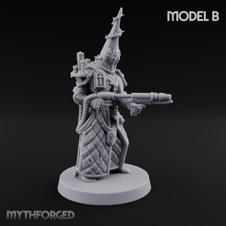 Cone Hatted Robed Human Pilgrims Miniature for Dungeons and Dragons, Pathfinder or other TTRPGs
