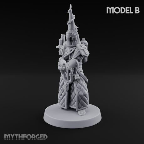 Cone Hatted Robed Human Pilgrims Miniature for Dungeons and Dragons, Pathfinder or other TTRPGs