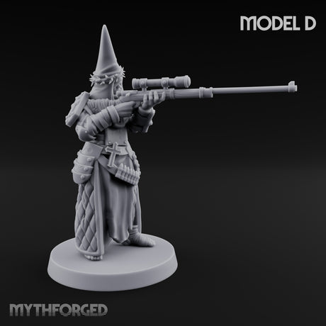 Cone Hatted Robed Human Pilgrims Miniature for Dungeons and Dragons, Pathfinder or other TTRPGs