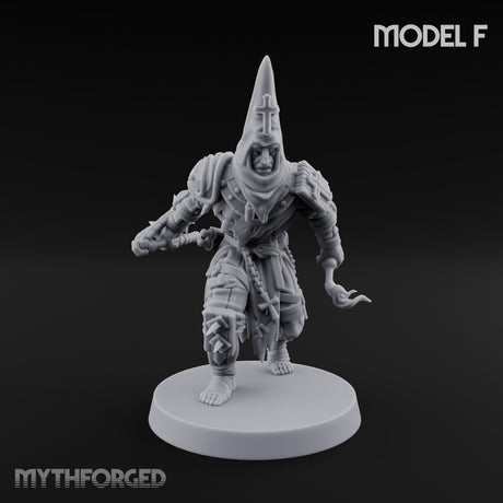 Cone Hatted Robed Human Pilgrims Miniature for Dungeons and Dragons, Pathfinder or other TTRPGs
