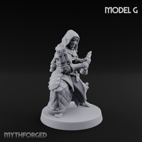 Cone Hatted Robed Human Pilgrims Miniature for Dungeons and Dragons, Pathfinder or other TTRPGs